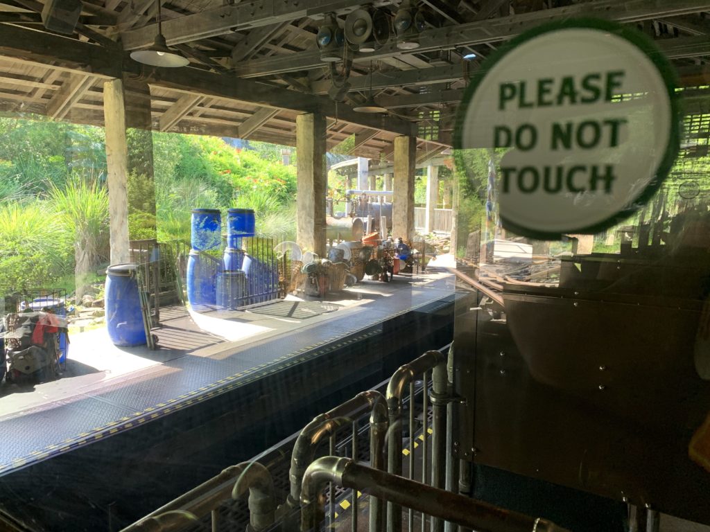 Plastic partitions on Expedition Everest load area